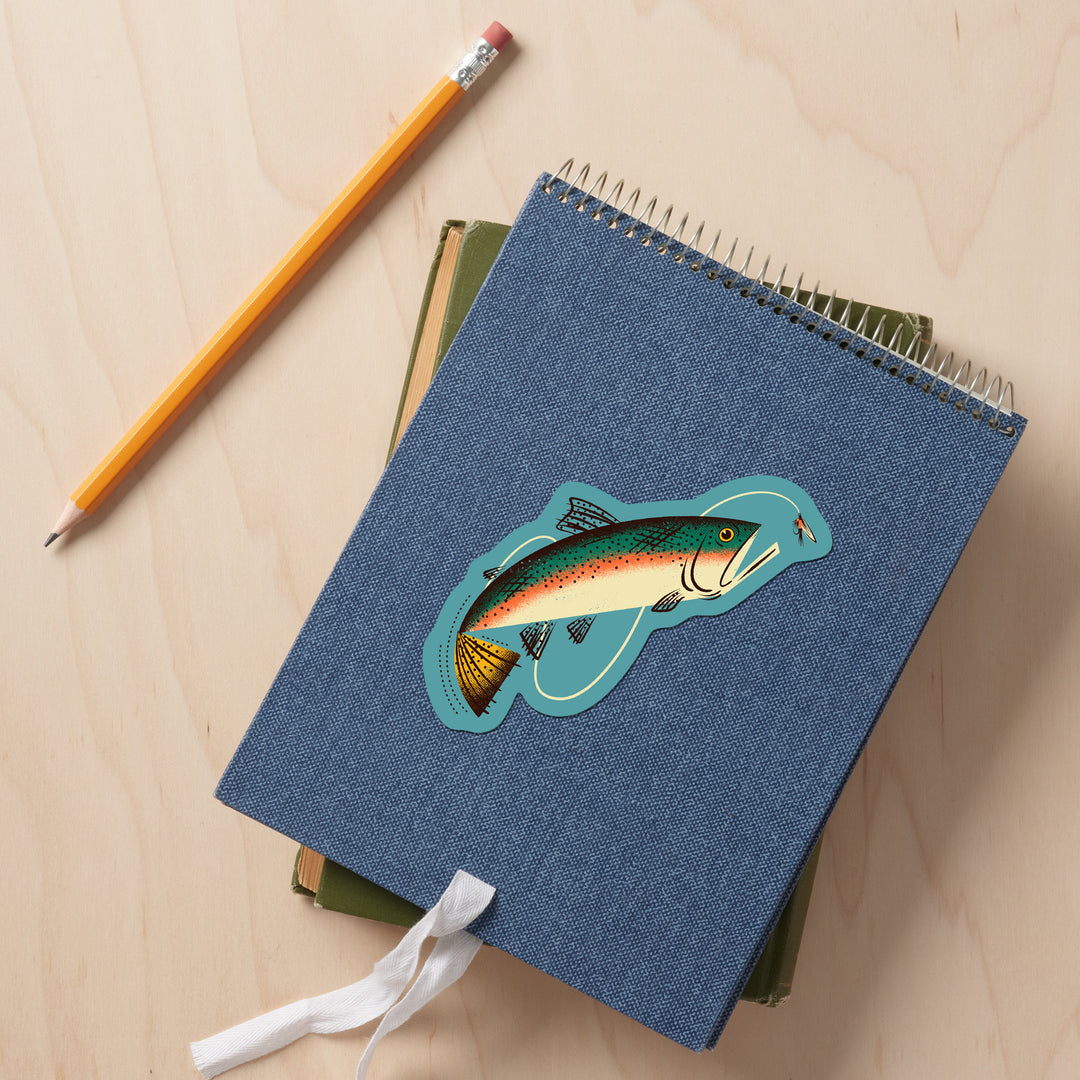 Midcentury, Trout Fishing, Vinyl Sticker
