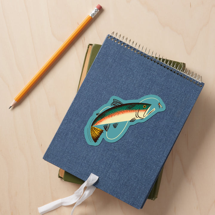 Midcentury, Trout Fishing, Vinyl Sticker