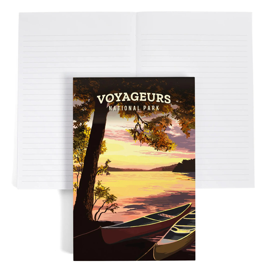 Lined 6x9 Journal, Voyageurs National Park, Minnesota, Painterly National Park Series, Lay Flat, 193 Pages, FSC paper
