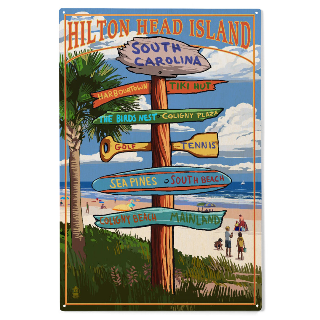 Hilton Head Island, South Carolina, Destinations Sign, Wood Sign and Postcards