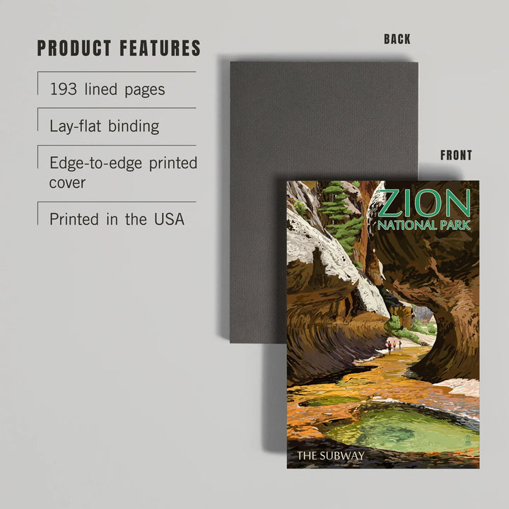 Lined 6x9 Journal, Zion National Park, Utah, The Subway, Lay Flat, 193 Pages, FSC paper
