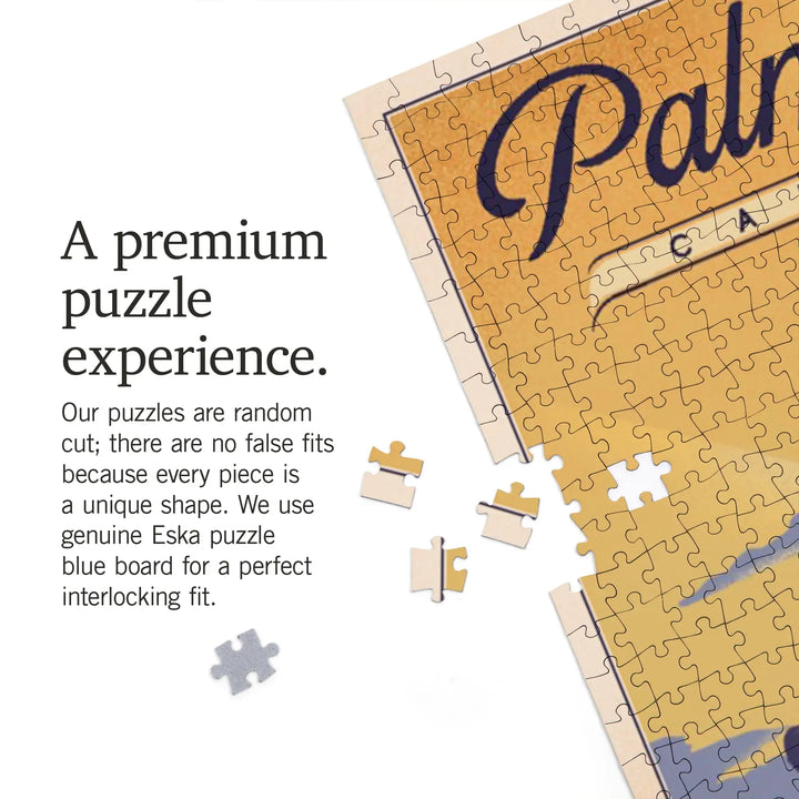 Palm Springs, California, Lithograph, Cactus and Desert Scene, Jigsaw Puzzle