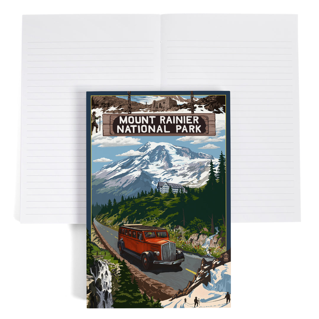 Lined 6x9 Journal, Mount Rainier National Park, Washington, Montage, Lay Flat, 193 Pages, FSC paper