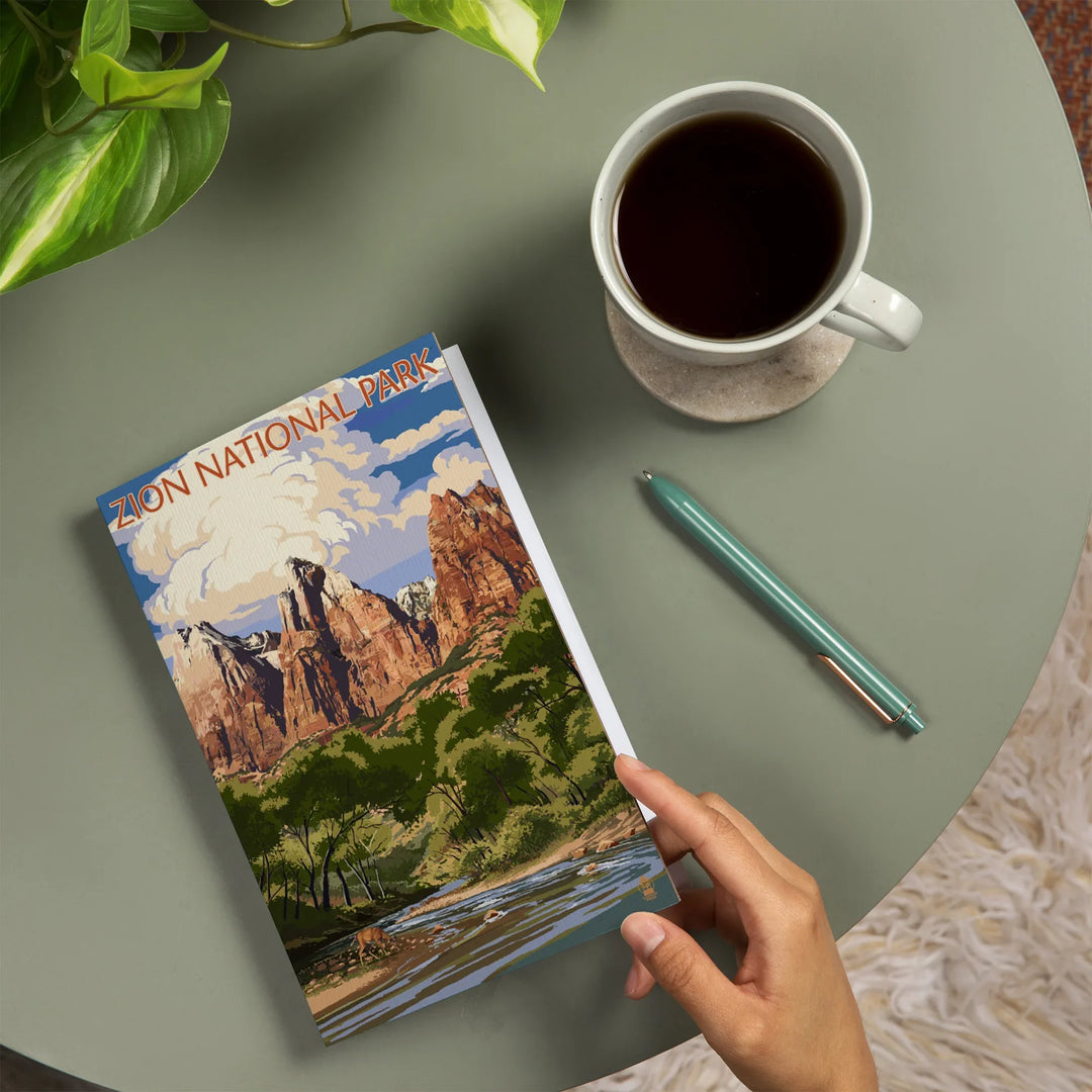 Lined 6x9 Journal, Zion National Park, Utah, Virgin River and Peaks, Lay Flat, 193 Pages, FSC paper