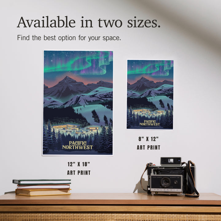 Pacific Northwest, Village Northern Lights, Art & Giclee Prints