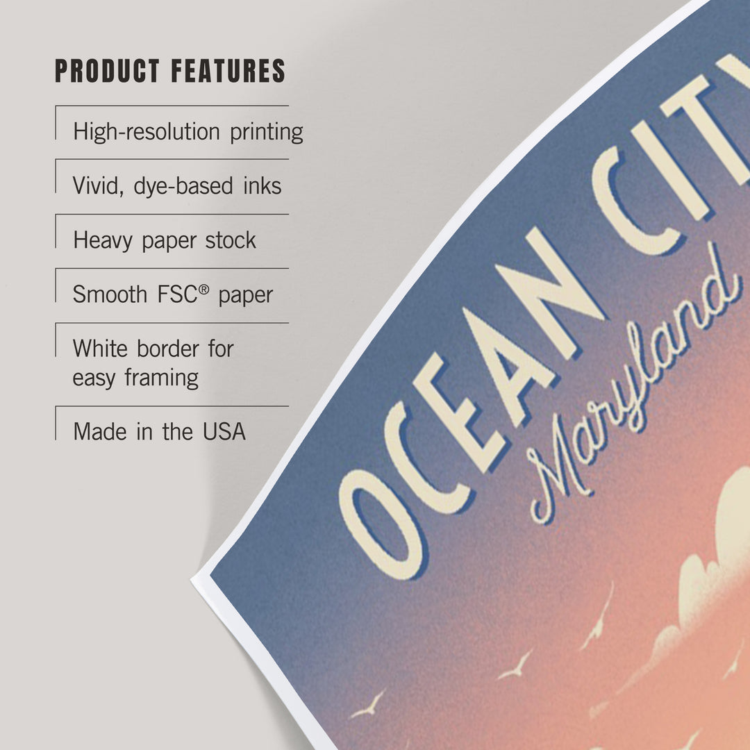 Ocean City, Maryland, Lithograph, Enjoy the Ride, Longboards and Scooters, Art & Giclee Prints