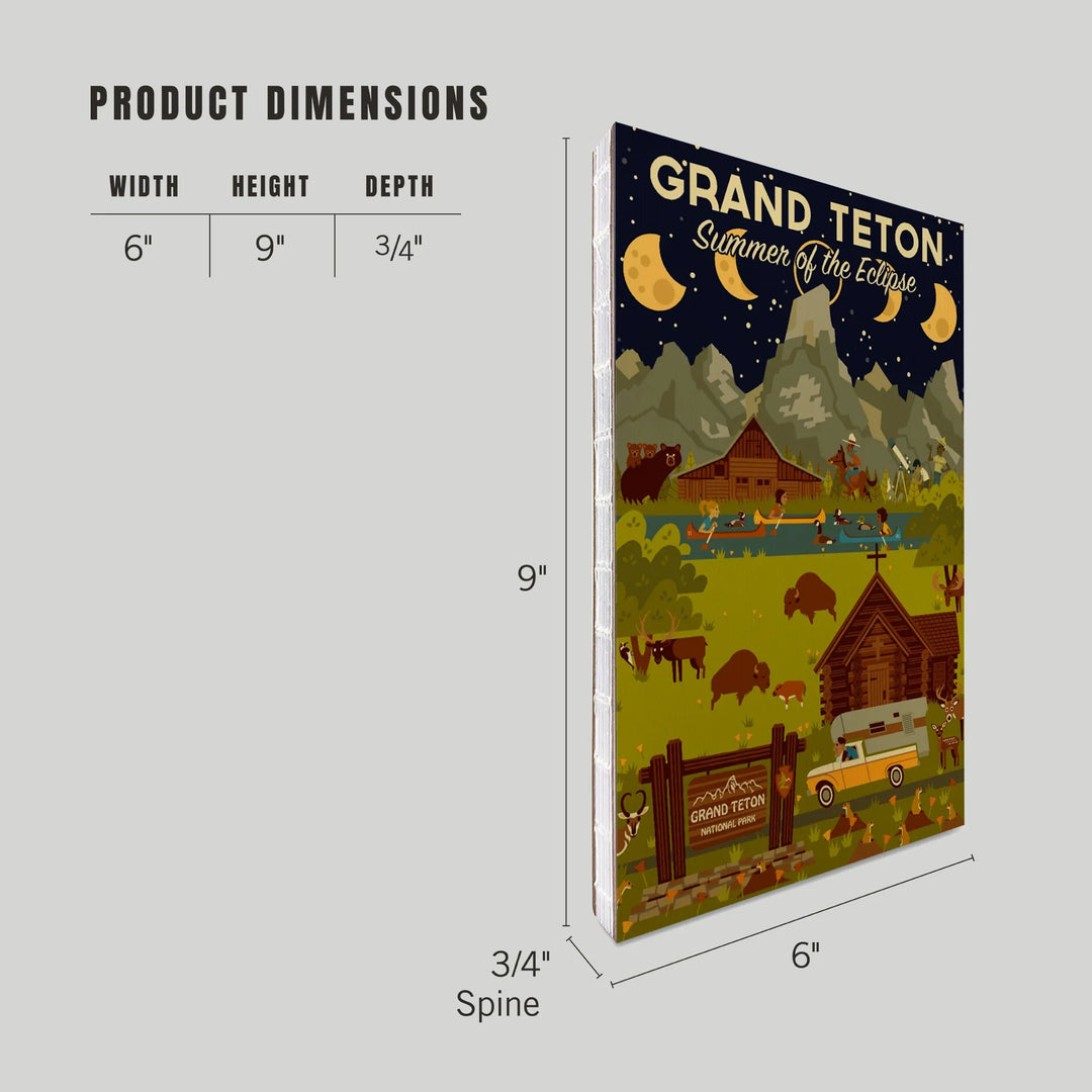 Lined 6x9 Journal, Grand Teton National Park, Wyoming, Summer of the Eclipse, Geometric, Lay Flat, 193 Pages, FSC paper