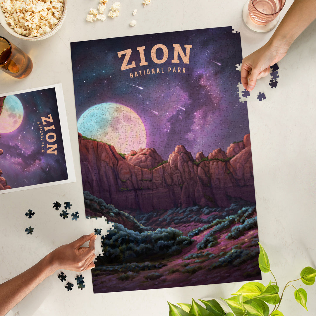 Zion Under the Stars, Zion National Park Celestial Landscape Artwork, 1000 Piece Jigsaw Puzzle
