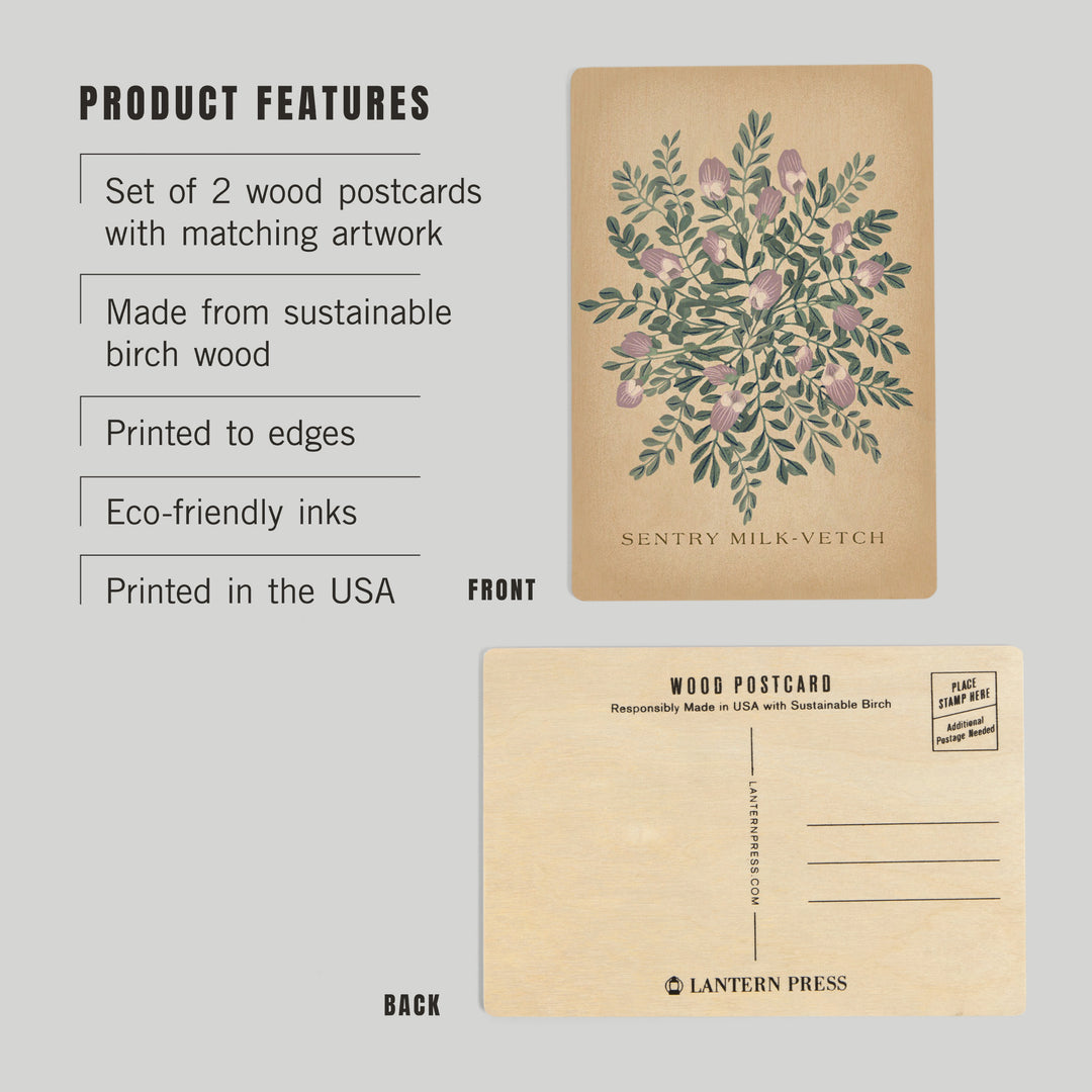 Sentry Milk-Vetch, Vintage Flora, Wood Sign and Postcards
