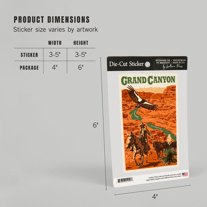 Grand Canyon National Park, Arizona, Woodblock, Vinyl Sticker