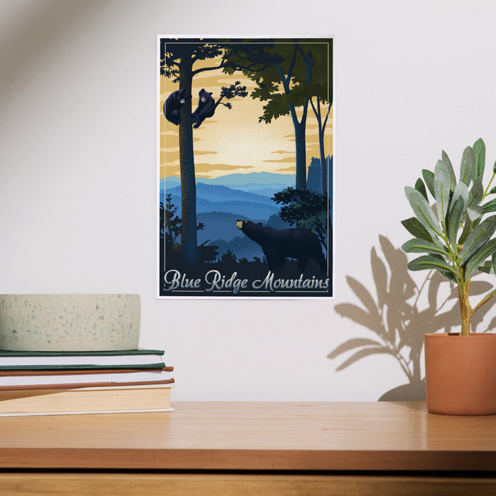 Blue Ridge Mountains, Black Bear at Sunset, Lithograph, Art & Giclee Prints