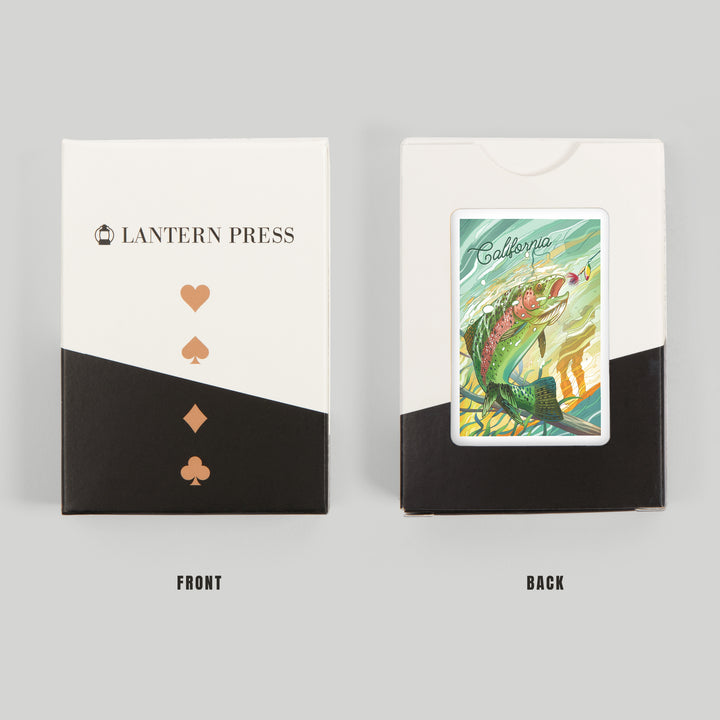 Playing Cards, California, Fishing, Underwater Trout, 52 Card Deck with Jokers in Box, Unique Art