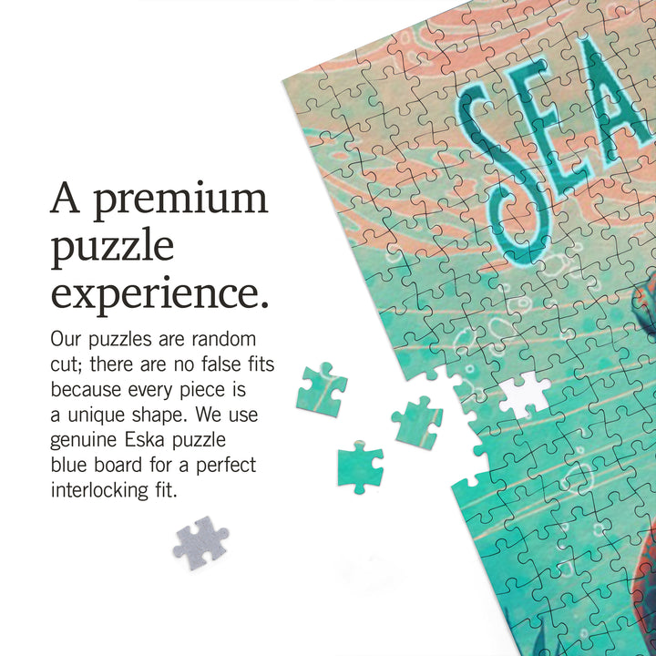 Wildwood, New Jersey, Fluid Linework, Sea Turtle, 1000 Piece Jigsaw Puzzle