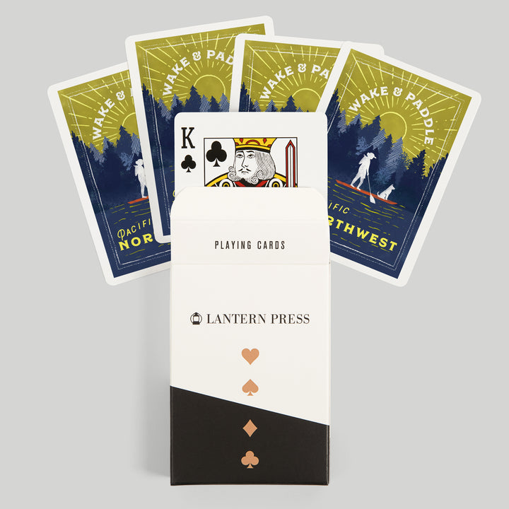 Playing Cards, Pacific Northwest, Lake Life Series, Wake and Paddle, Landscape with Trees, 52 Card Deck with Jokers in Box, Unique Art