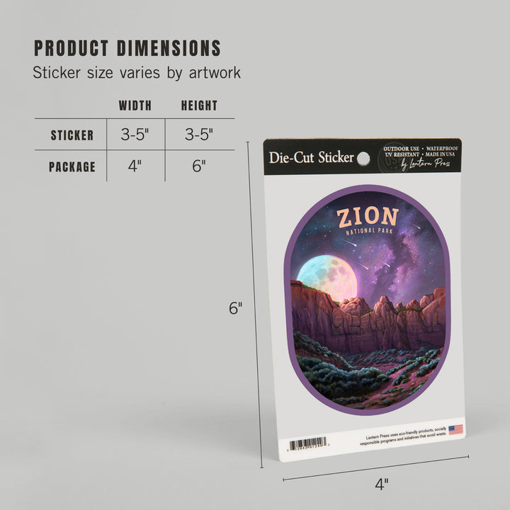 Zion Under the Stars, Zion National Park Celestial Landscape Artwork, Vinyl Sticker
