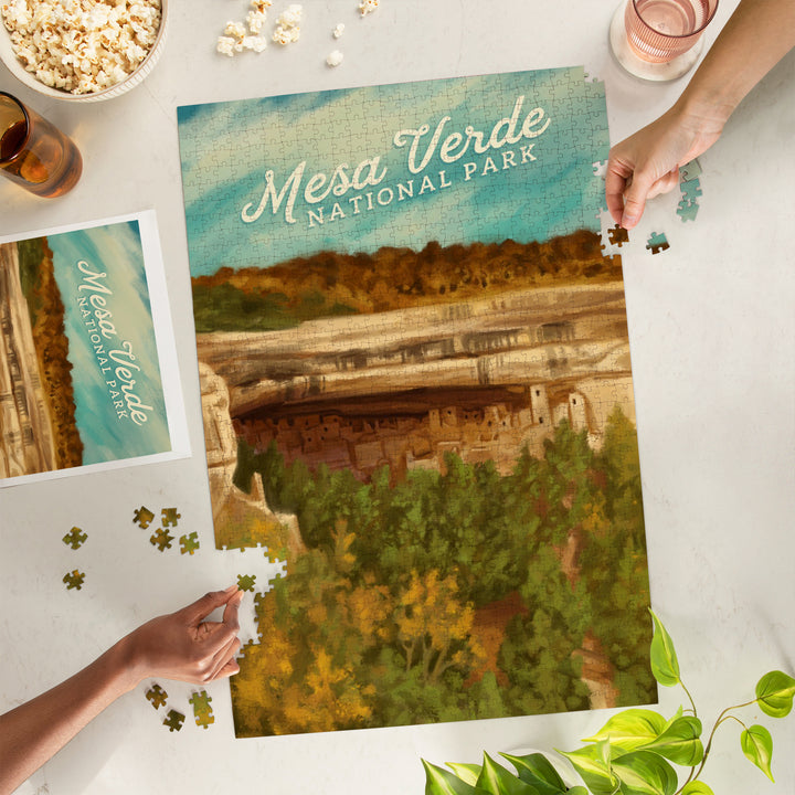 Mesa Verde National Park, Colorado, Cliff Palace, Oil Painting, Jigsaw Puzzle