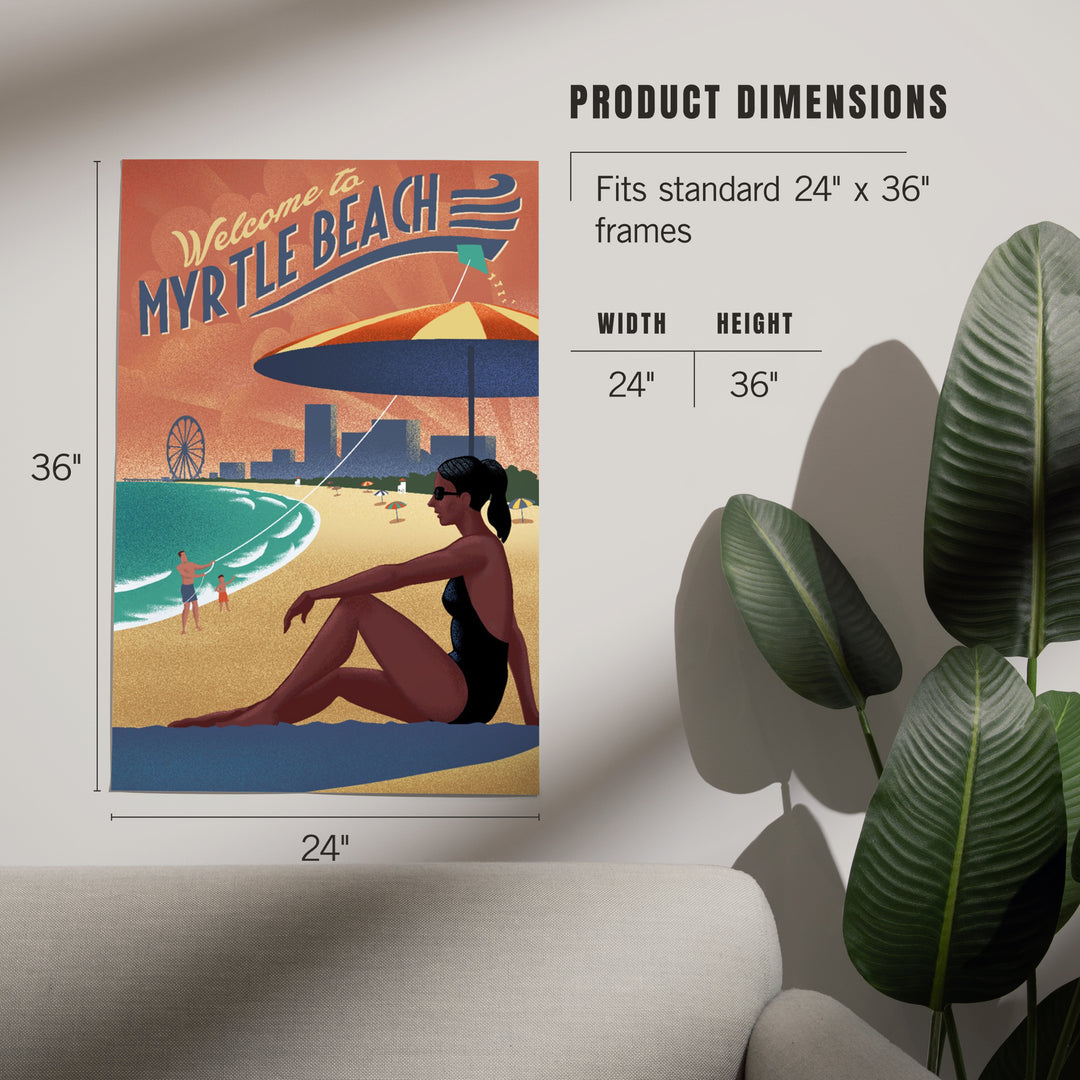 Myrtle Beach, South Carolina, Lithograph, Beach, Art & Giclee Prints