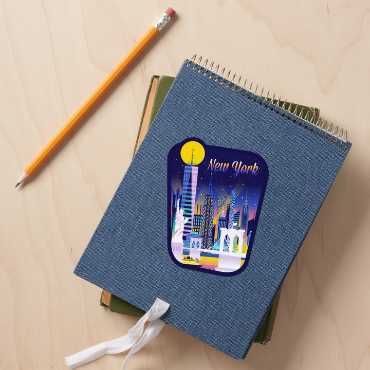 New York City, Retro Skyline Chromatic Series, Vinyl Sticker