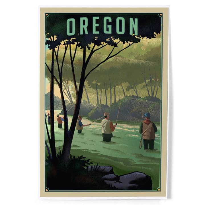 Oregon, Fishing, Lithograph, Art & Giclee Prints