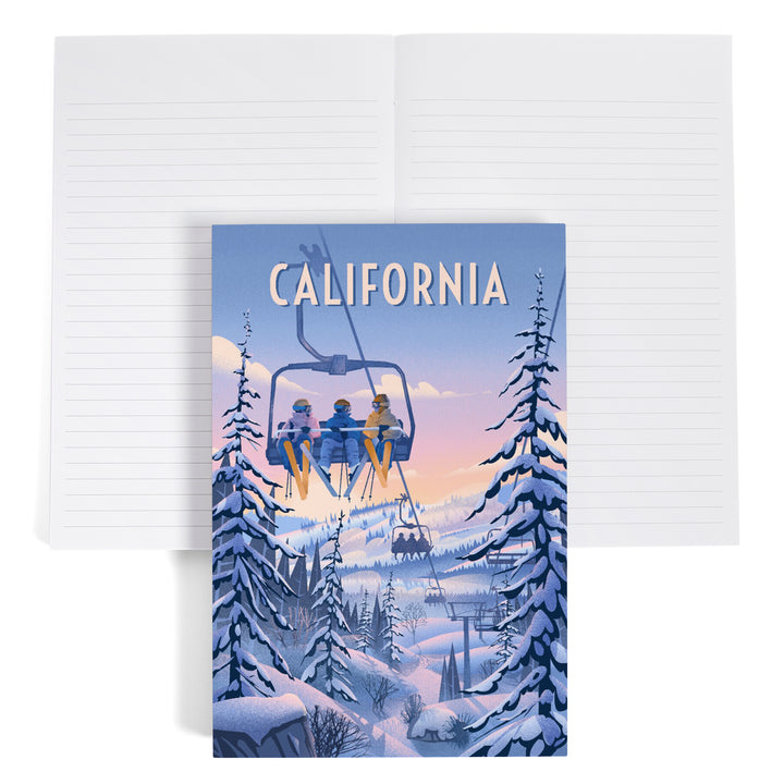Lined 6x9 Journal, California, Chill on the Uphill, Ski Lift, Lay Flat, 193 Pages, FSC paper