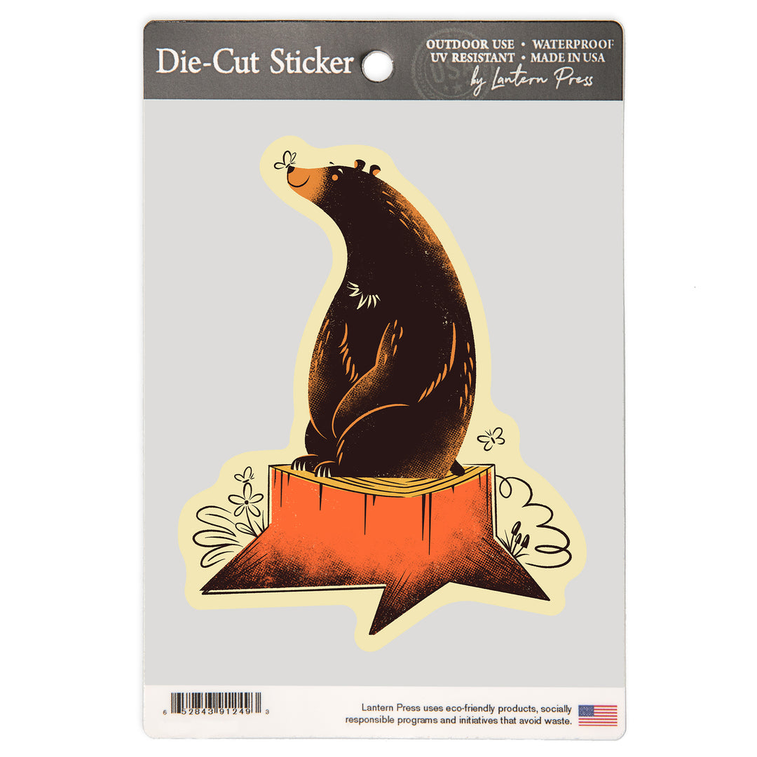 Midcentury, Black Bear, Vinyl Sticker