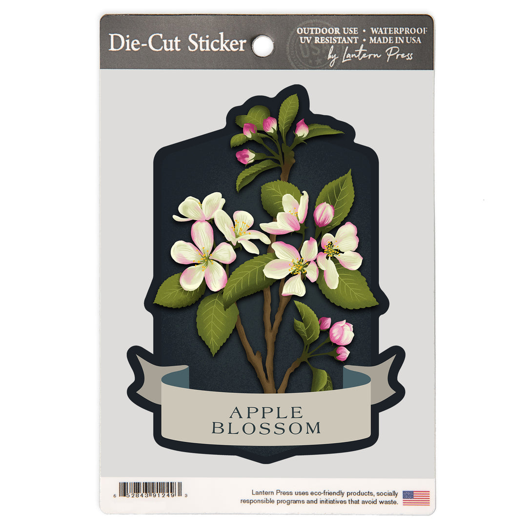 Vintage Flora Noir, Apple Blossom, Vinyl Sticker