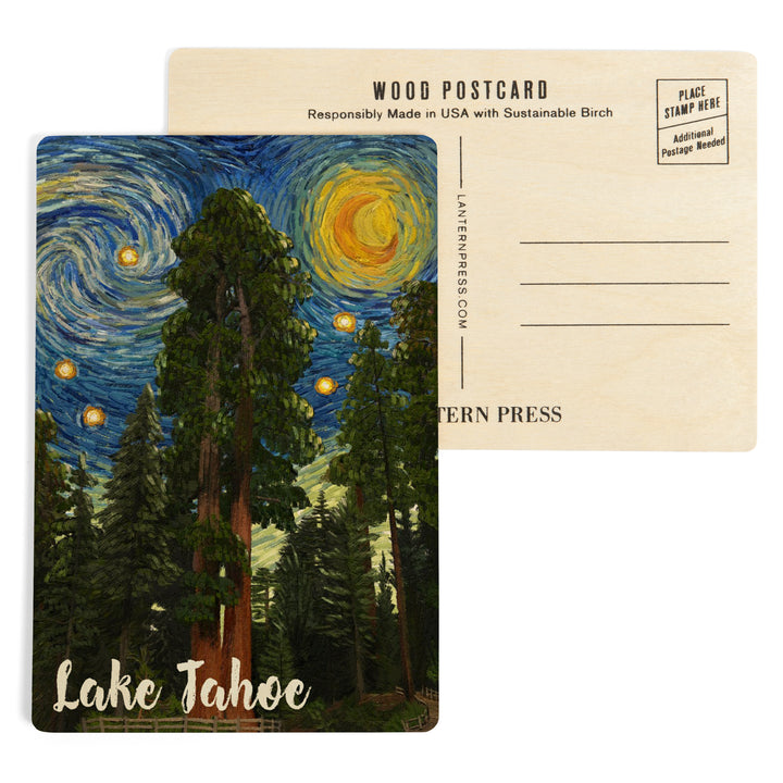 Lake Tahoe, California, Starry Night, Wood Sign and Postcards