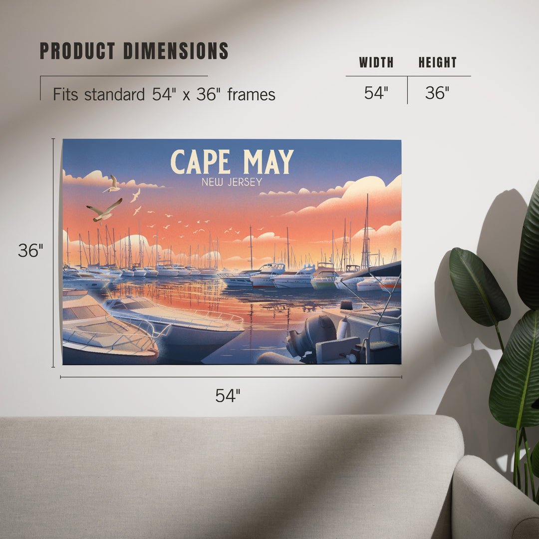Cape May, New Jersey, Lithograph, Home Sweet Harbor, Boats in Marina, Art & Giclee Prints
