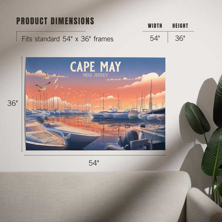 Cape May, New Jersey, Lithograph, Home Sweet Harbor, Boats in Marina, Art & Giclee Prints