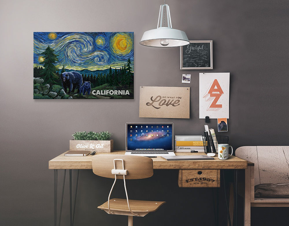 California, Starry Night, Bear and Cub, Stretched Canvas
