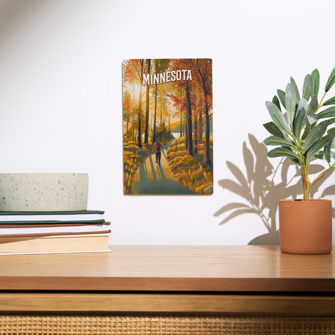 Minnesota, Walk In The Woods, Day Hike, Wood Signs and Postcards - Lantern Press