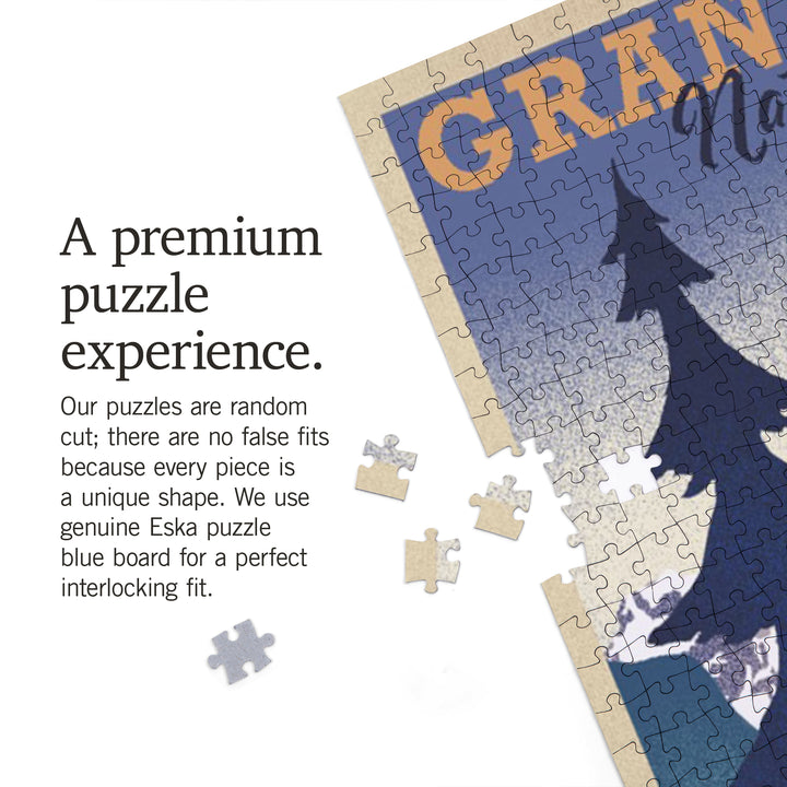 Grand Teton National Park, Wyoming, Lithograph, Jigsaw Puzzle