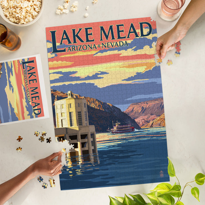 Lake Mead, Nevada and Arizona, Paddleboat and Hoover Dam, Jigsaw Puzzle