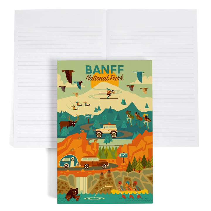 Lined 6x9 Journal, Banff National Park, Geometric, Lay Flat, 193 Pages, FSC paper