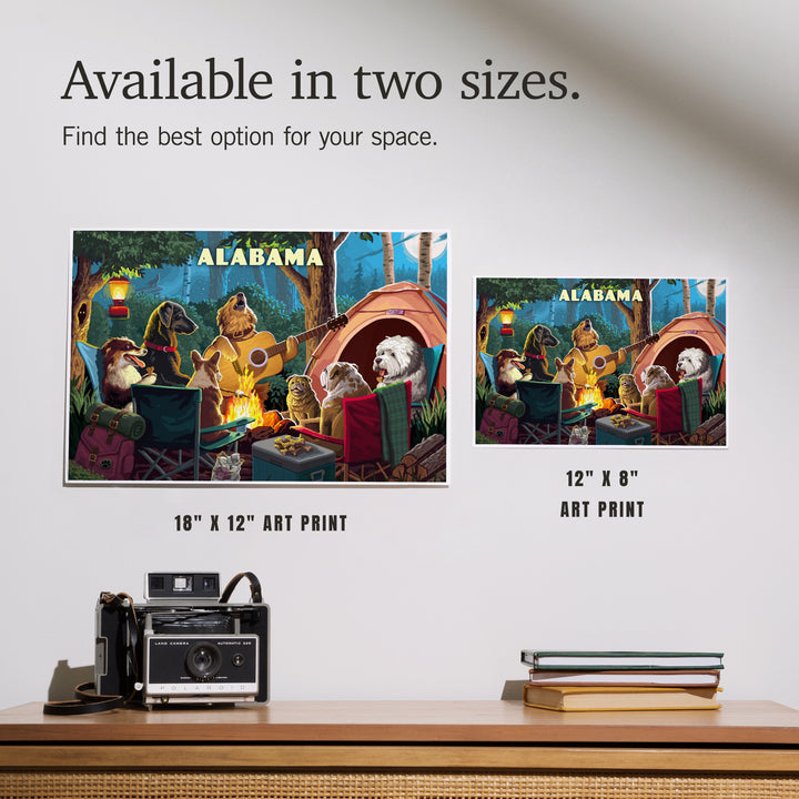 Alabama, Painterly, Pack Life, Dogs Around Campfire, Art & Giclee Prints