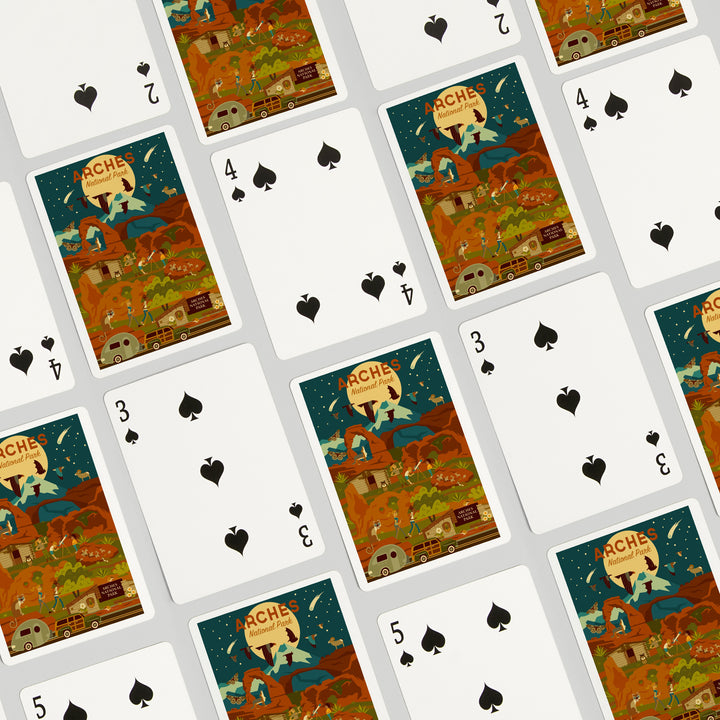 Playing Cards, Arches National Park, Utah, Geometric National Park Series, Night Scene, 52 Card Deck with Jokers in Box, Unique Art