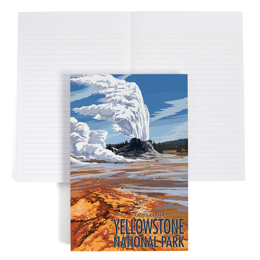Lined 6x9 Journal, Yellowstone National Park, Wyoming, Castle Geyser, Lay Flat, 193 Pages, FSC paper