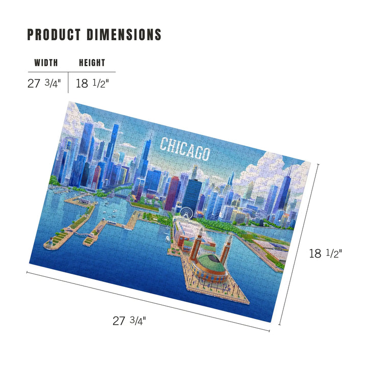 Chicago, Illinois, Lithograph City Series, Jigsaw Puzzle