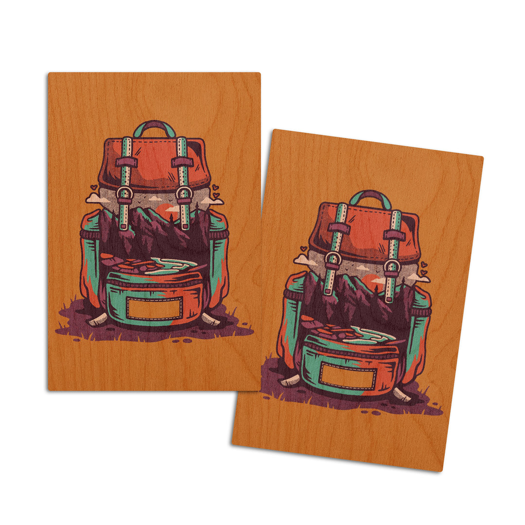 Backpack, Distressed Vector, Orange, Lantern Press Artwork, Wood Signs and Postcards