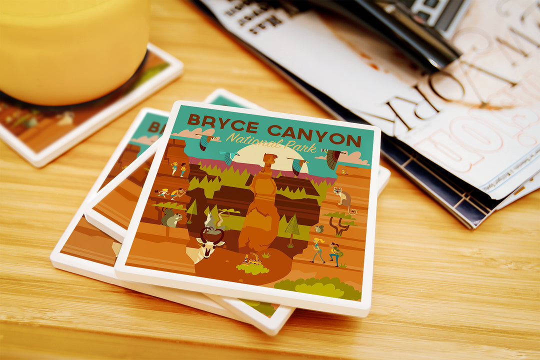 Bryce Canyon National Park, Utah, Geometric National Park Series, Coaster Set