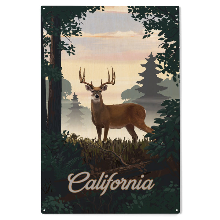California, Painterly, Deer and Sunrise, Wood Sign and Postcards
