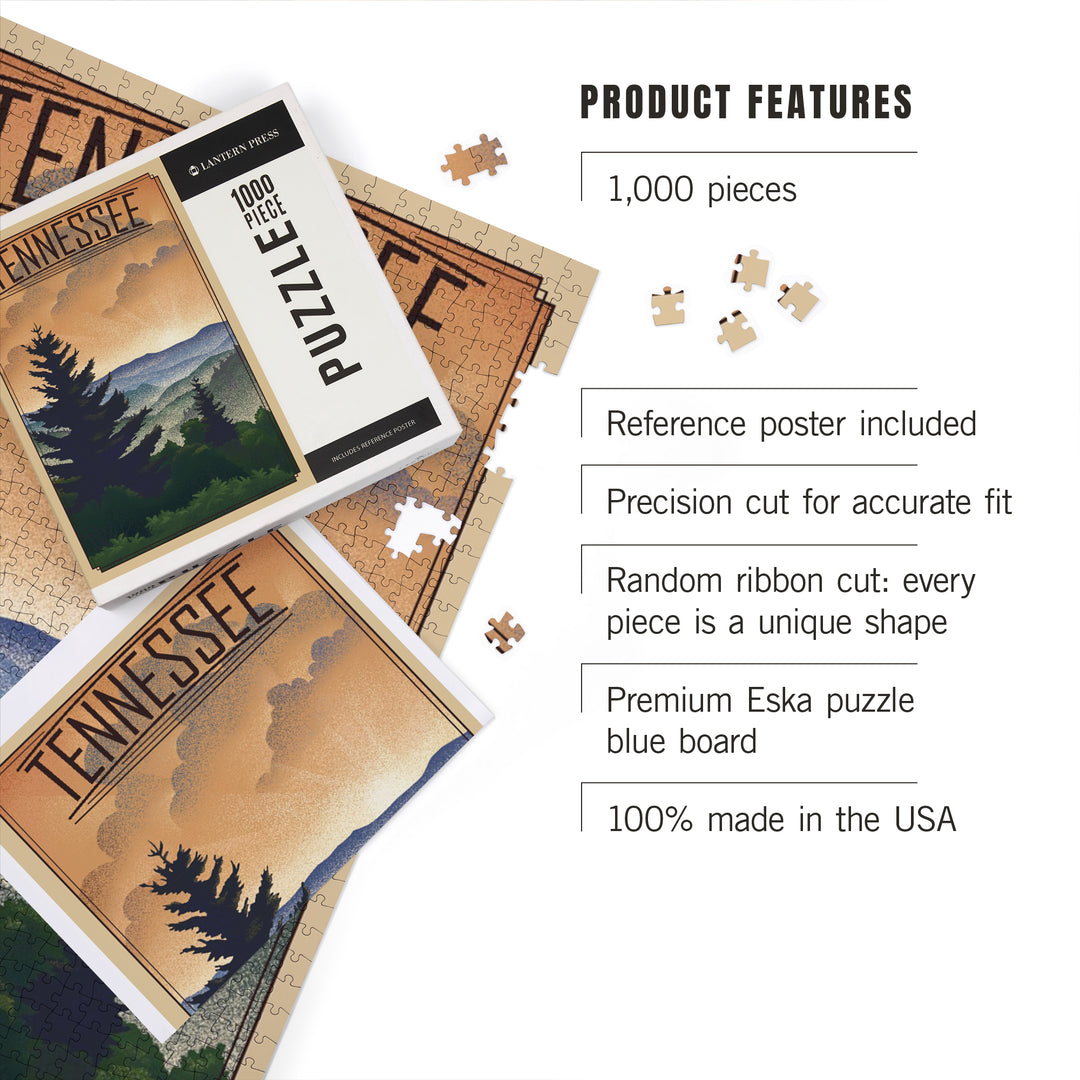 Tennessee, Mountain, Lithograph, 1000 Piece Jigsaw Puzzle