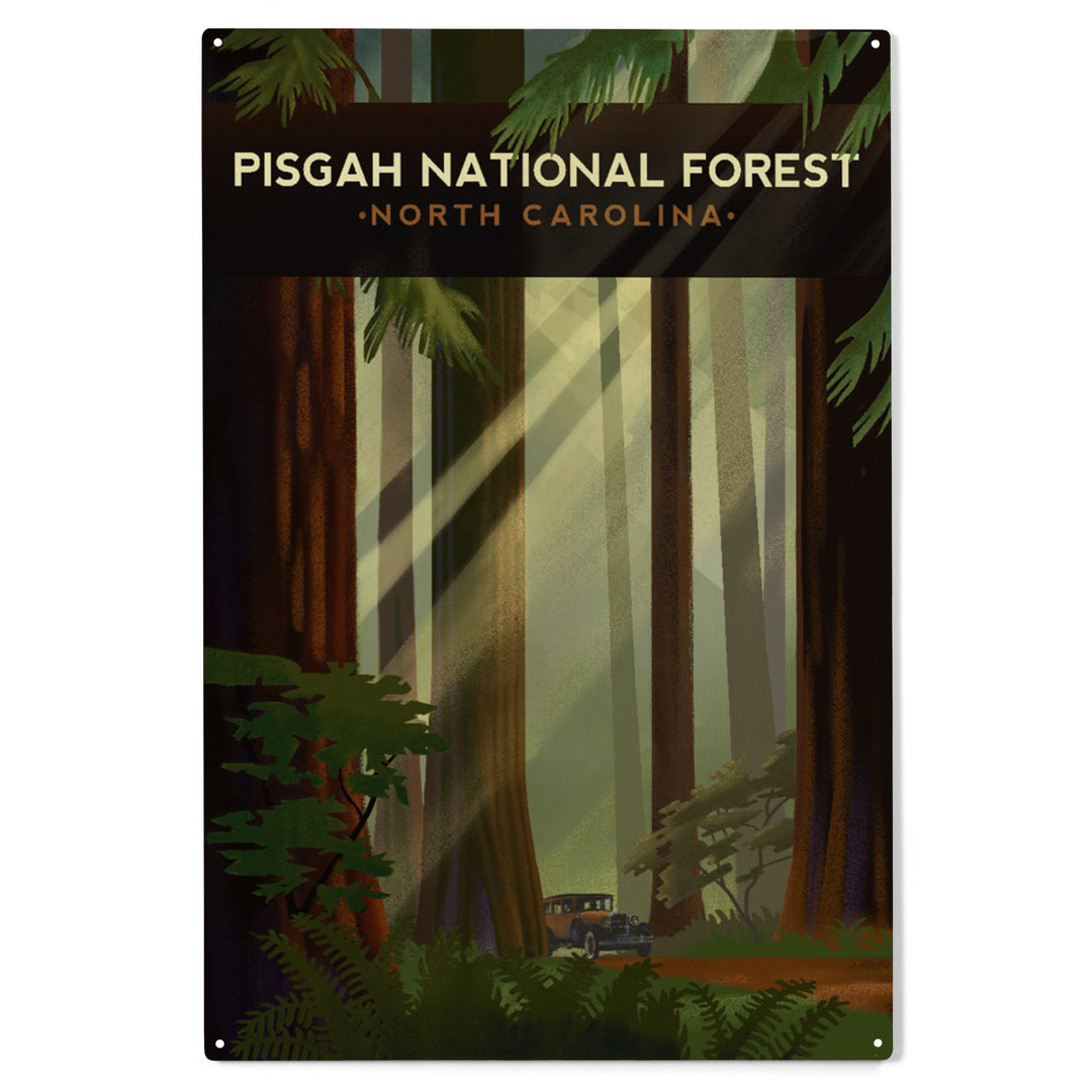 Pisgah National Forest, North Carolina, Redwood Forest, Lithograph, Wood Sign and Postcards
