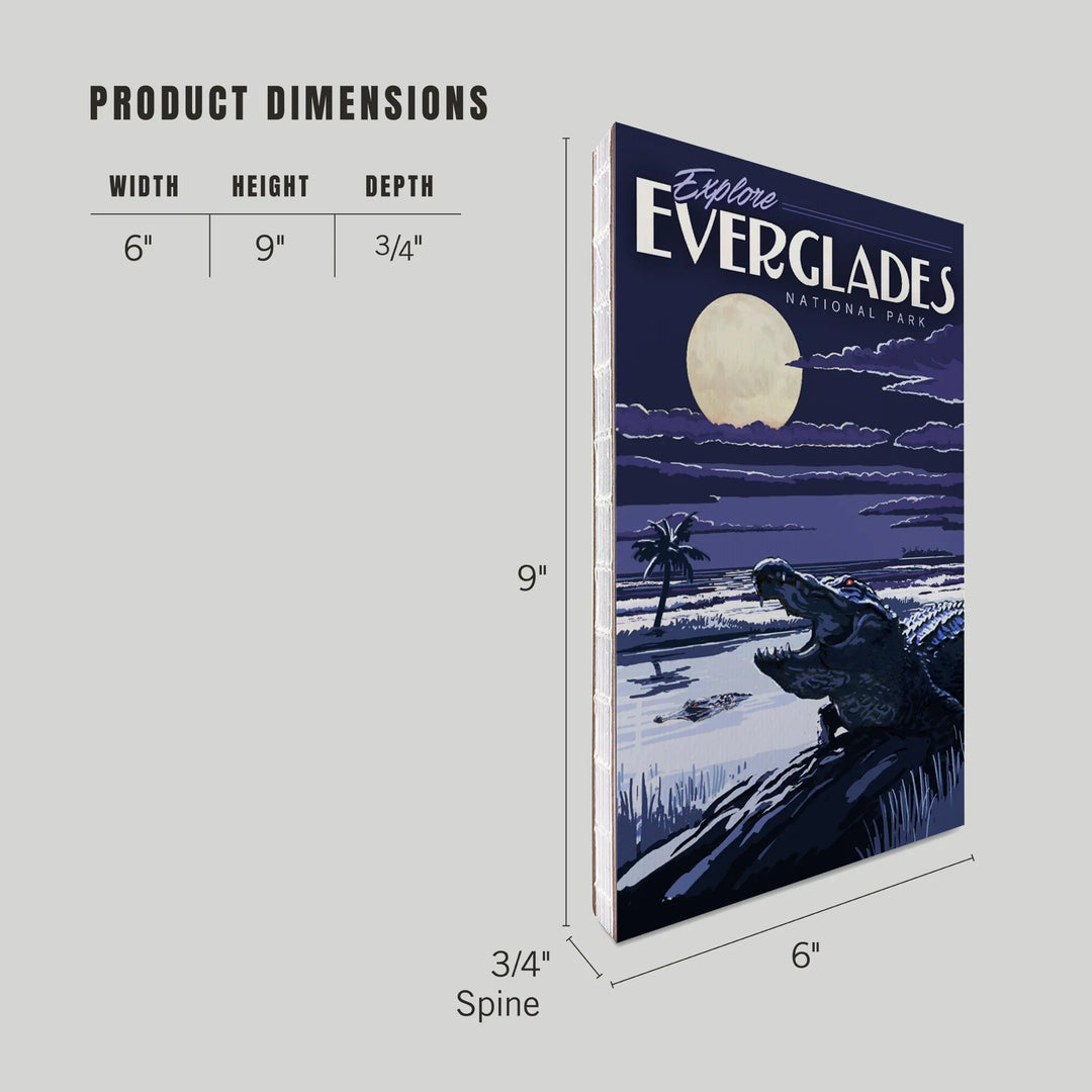 Lined 6x9 Journal, Everglades National Park, Night Alligator, Painterly Series, Lay Flat, 193 Pages, FSC paper