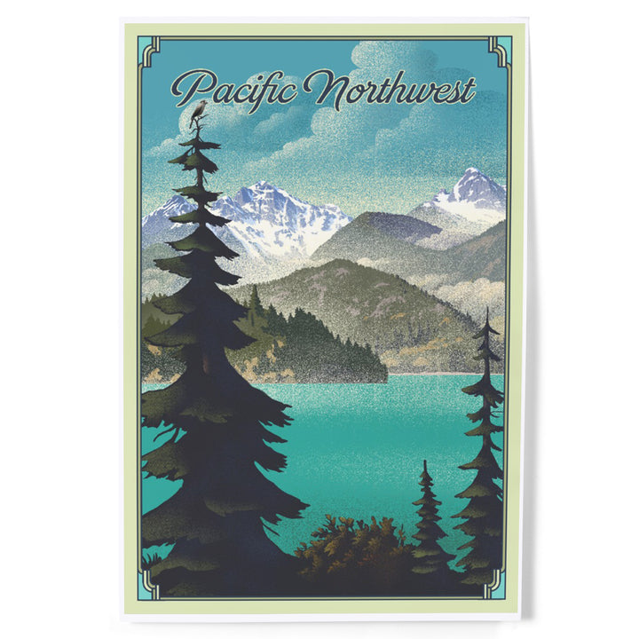 Pacific Northwest, Lake Lithograph, Art & Giclee Prints
