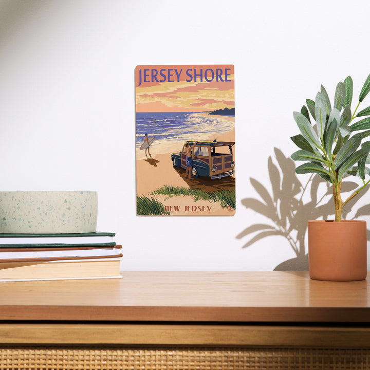 Jersey Shore, Woody on the Beach, Lantern Press Artwork, Wood Signs and Postcards