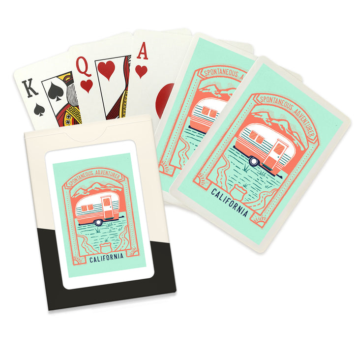 Playing Cards, California, Lake Life Series, Spontaneous Adventurer, 52 Card Deck with Jokers in Box, Unique Art