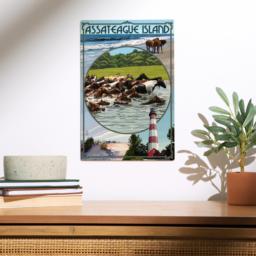 Assateague Island, Maryland, Montage, Wood Sign and Postcards