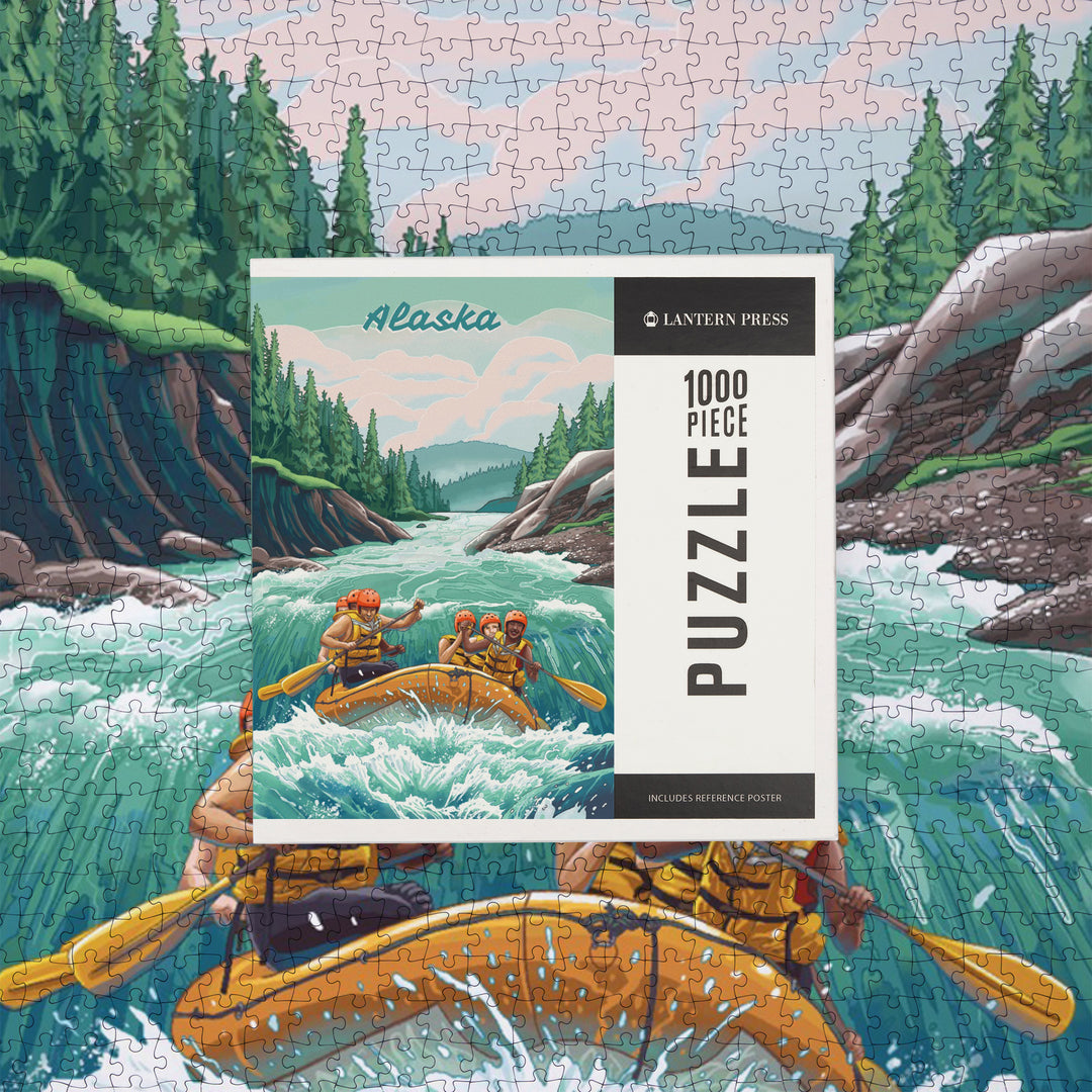 Alaska, Seek Adventure, River Rafting, Evergreens, Jigsaw Puzzle