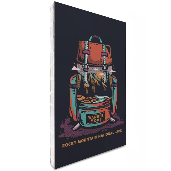 Lined 6x9 Journal, Rocky Mountain National Park, Colorado, Backpack, Wander More, Distressed Vector, Lay Flat, 193 Pages, FSC paper